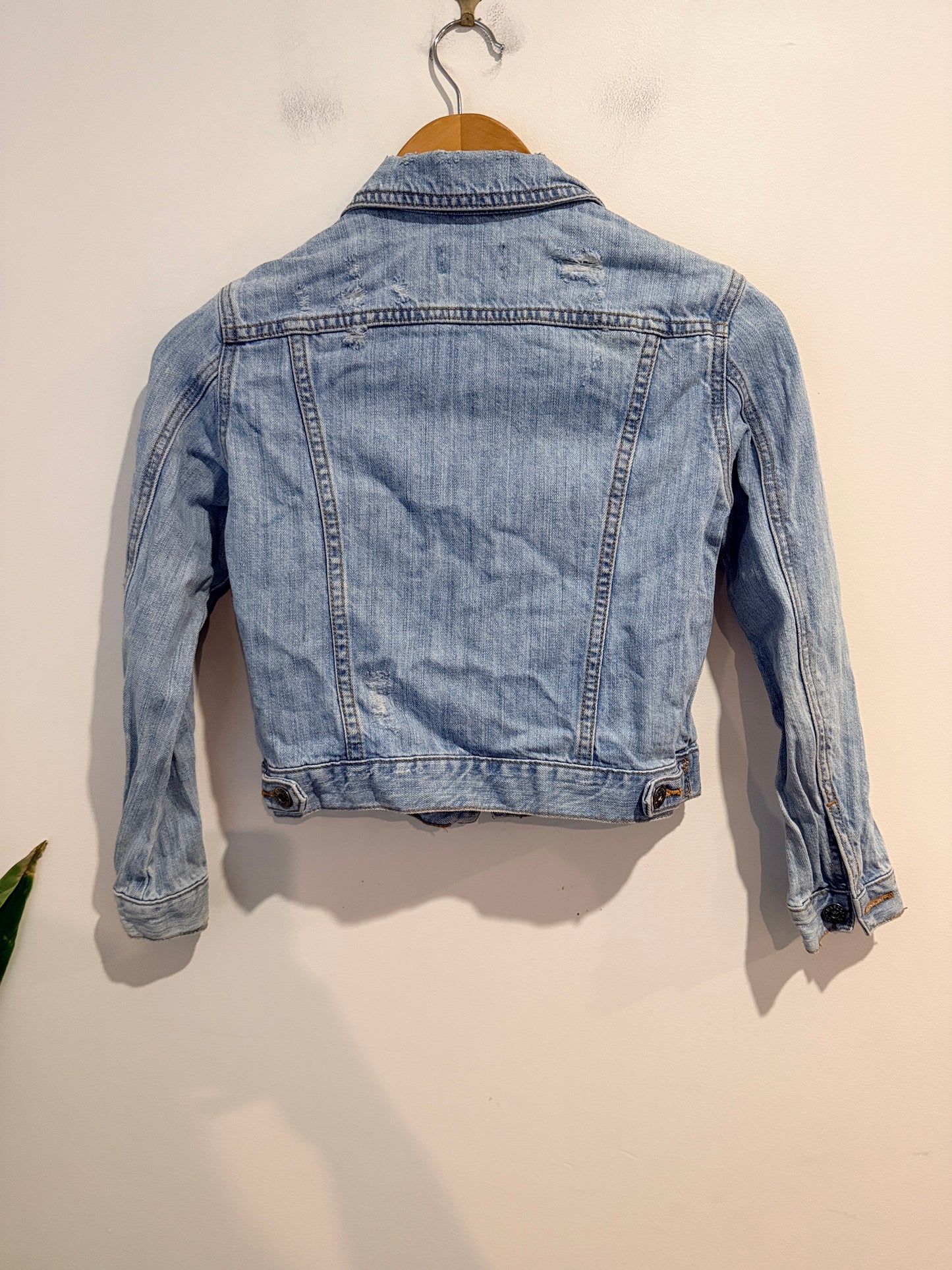 Bardot Junior Pearl Embellished Distressed Denim Jacket - Size 10Y