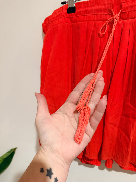 Country Road Country Road Orange Drawstring Mini Skirt - Size 12 Size 12