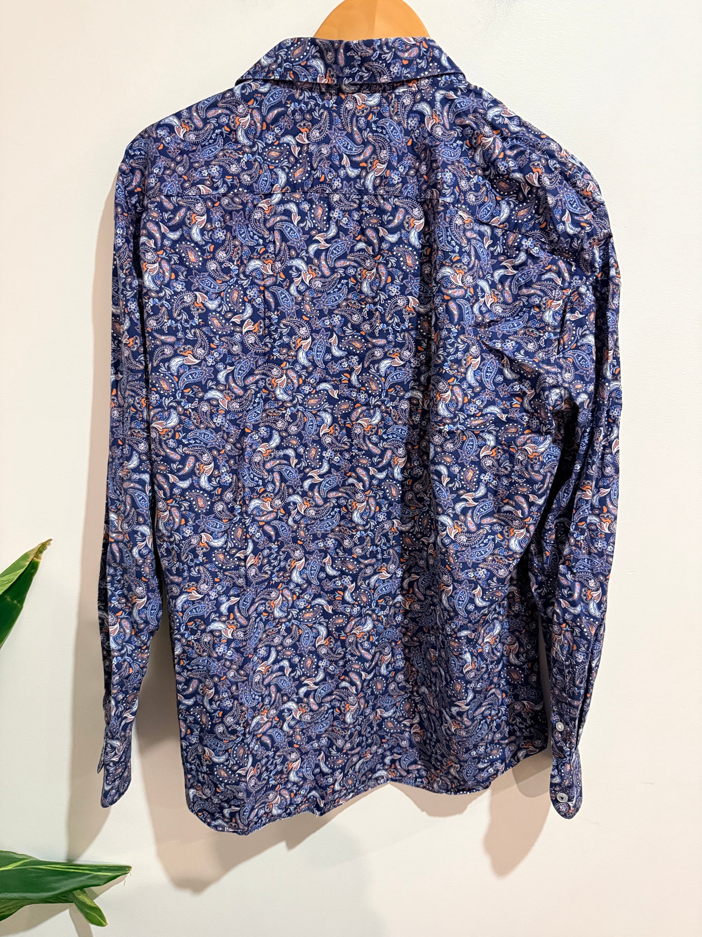 Barkers Barkers Long Sleeve Shirt Blue & Orange Paisley Size XL