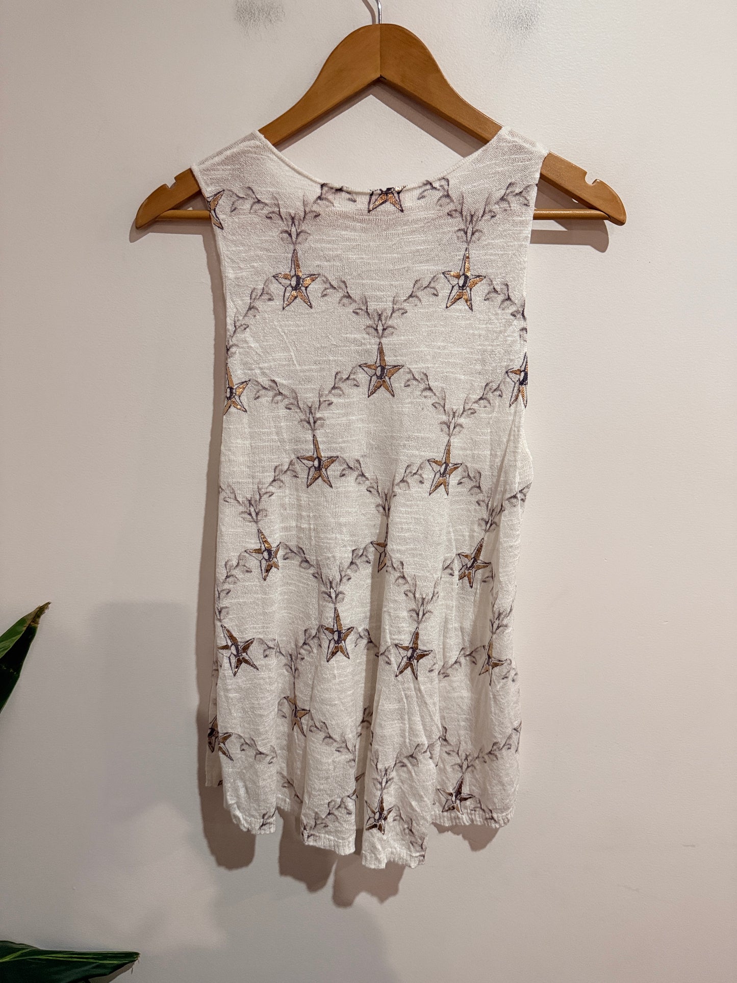 Sass & Bide Palais Grande Tank Top White Star Print Size Small (S)