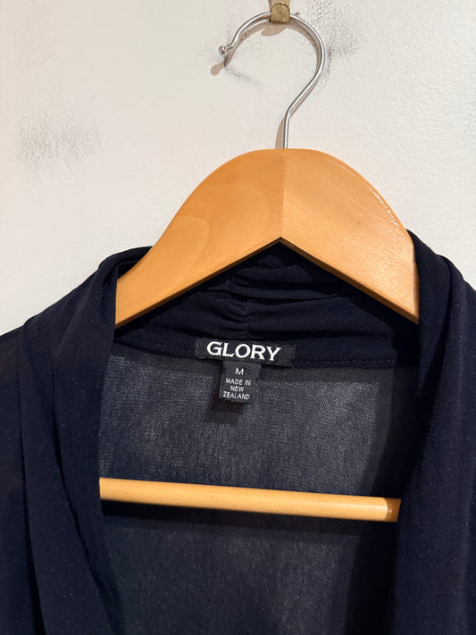 Glory Black Tie Front Sheer Cardigan Size Medium (M)