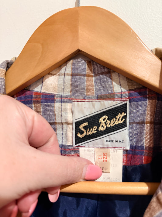 Sue Brett Plaid Blazer Jacket - Multicolor Check Size 12