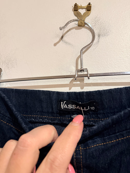 Vassalli Pull-on Stretch Jeans - Dark Wash Size 10