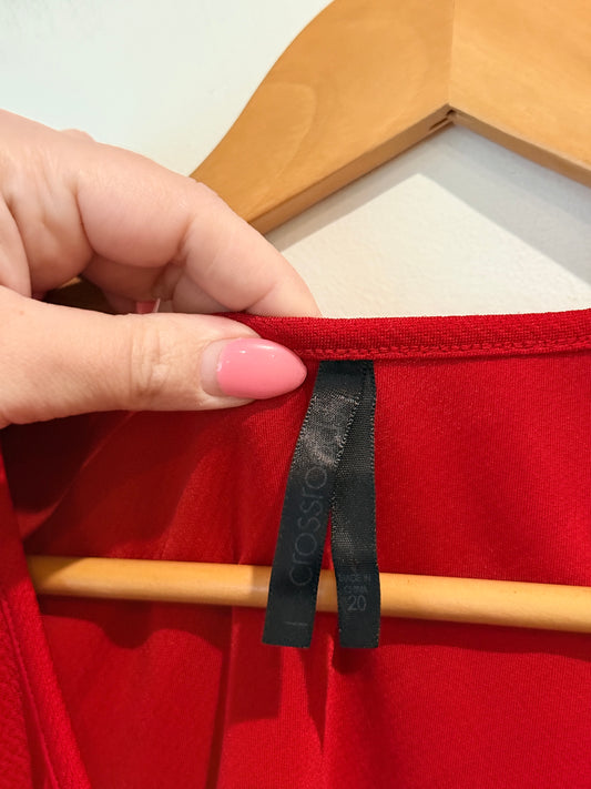 Crossroads Chain Detail Textured Top - Red Size 20