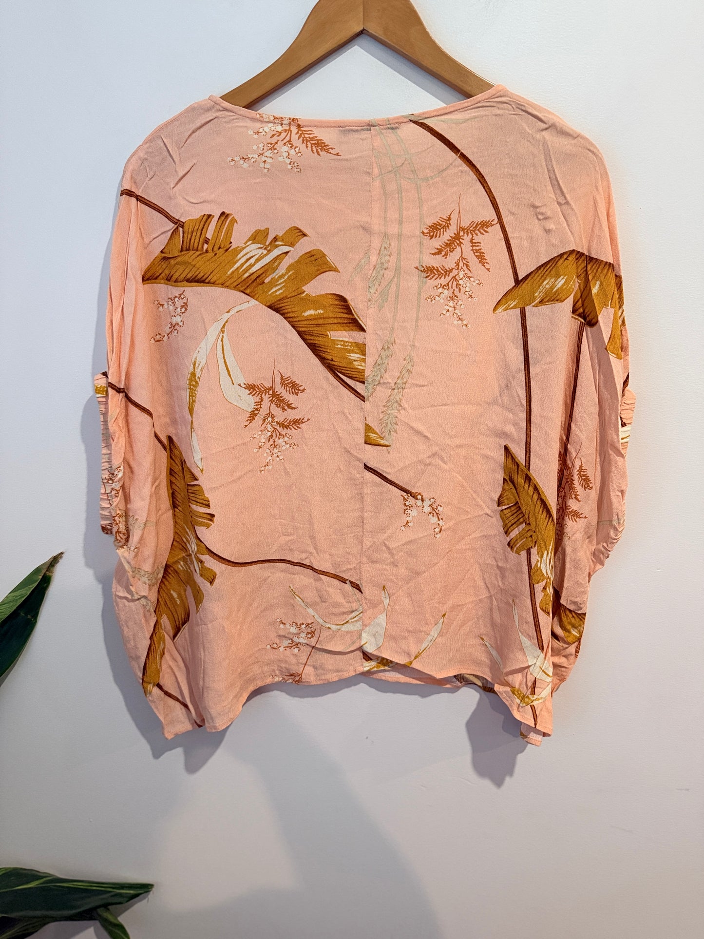 Fate + Becker Botanical Print Oversized Top - Peach/Mustard Size AU 14