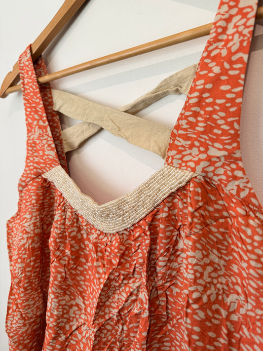 Toi Et Moi Beaded Cross-back Cami Top - Rust Print Size 12/40