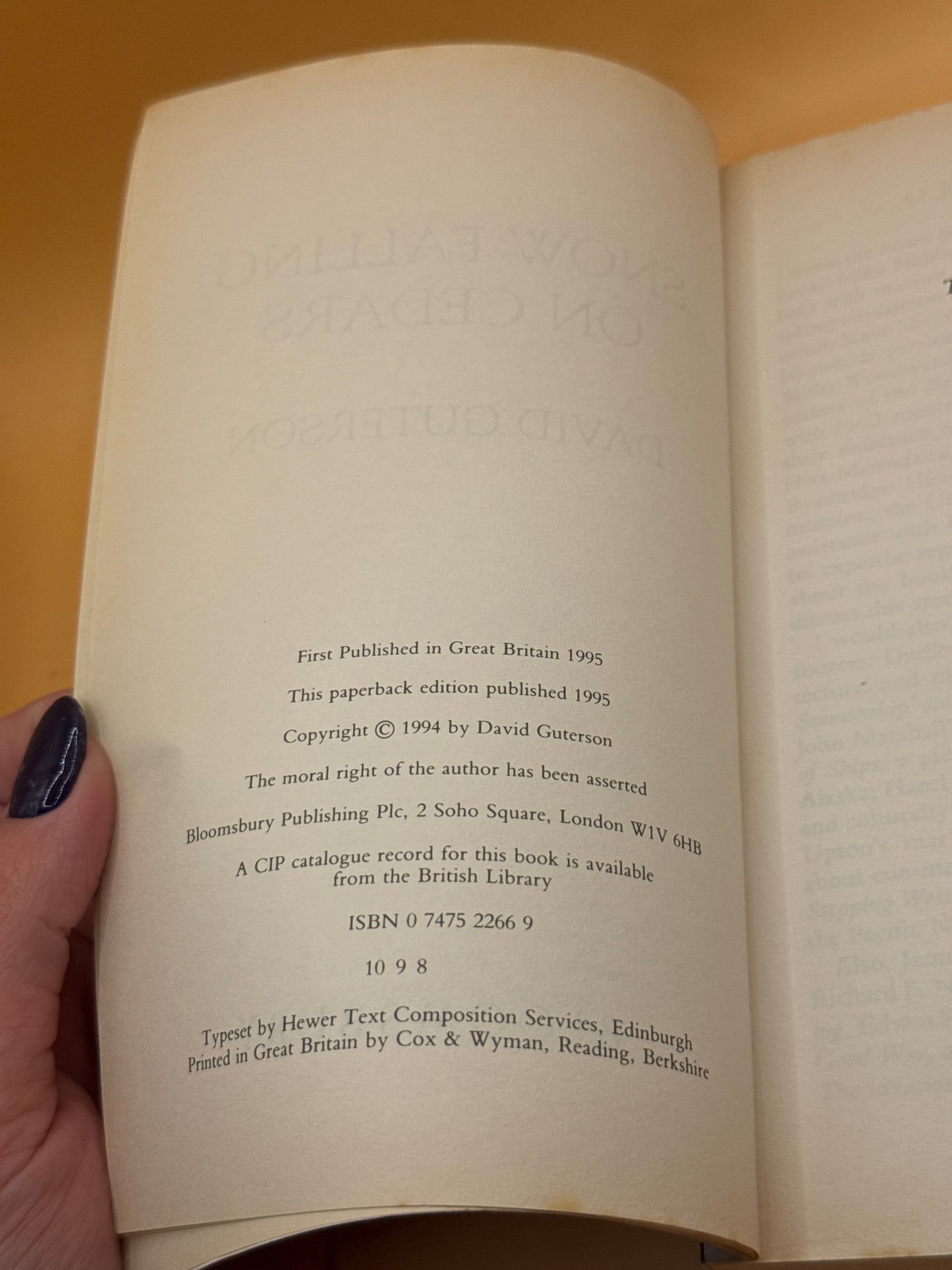 Snow Falling on Cedars by David Guterson