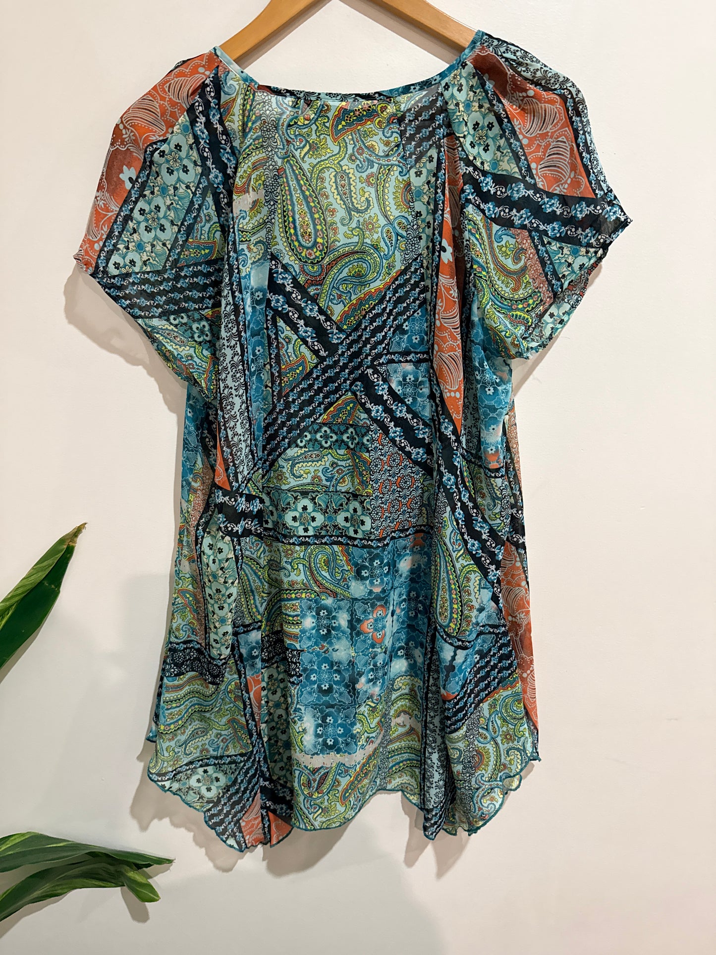 Ella J Black Label Paisley Print Top Blue Size 14