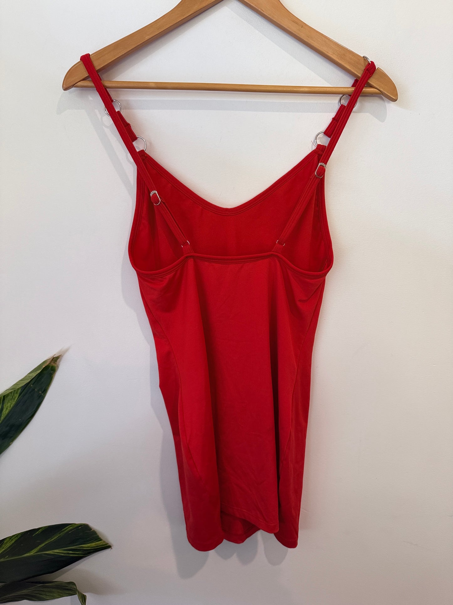Red Adjustable Strap Cami Slip Dress