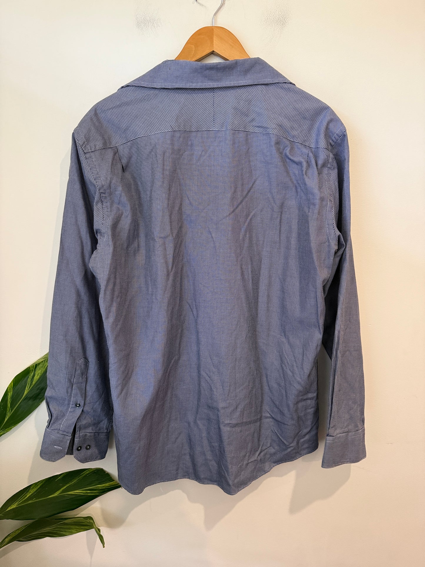Rembrandt Blue Micro Check Shirt Size 44 XL