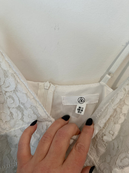 Missguided White Lace Slip Dress Size 12