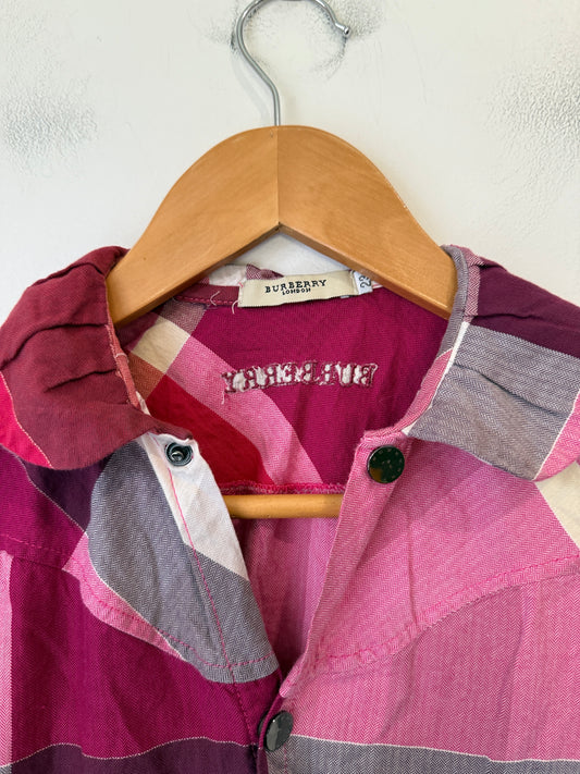 Girls Pink Check Shirt Dress (Age 7-8)| U/Arm to U/Arm 38cm