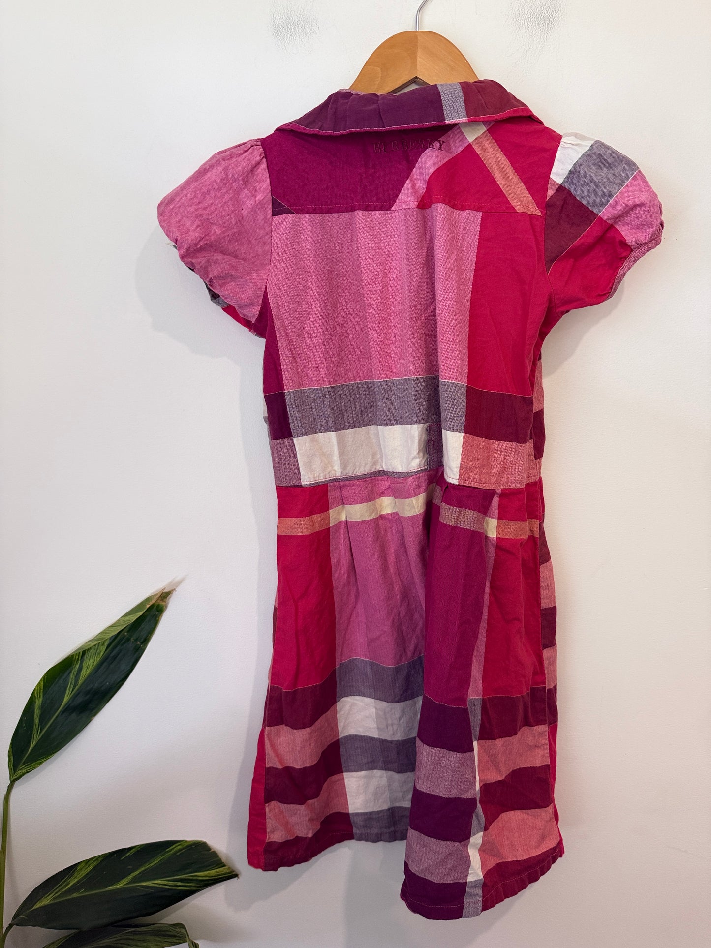 Girls Pink Check Shirt Dress (Age 7-8)| U/Arm to U/Arm 38cm