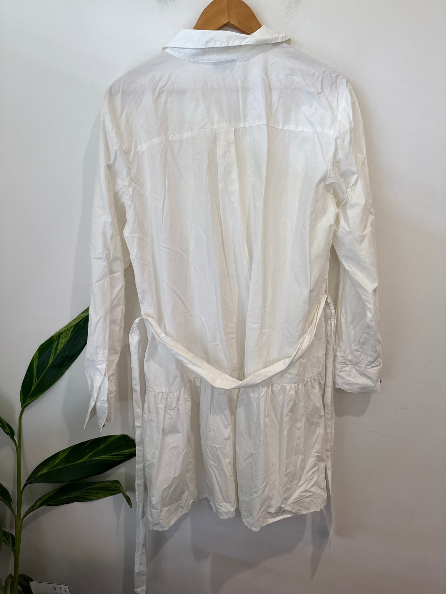 Cue White Cotton Tiered Shirt Dress Size 12