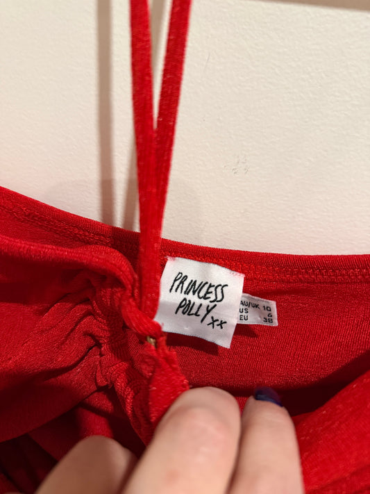Princess Polly Red Ruched Halter Mini Dress | AU/UK 10