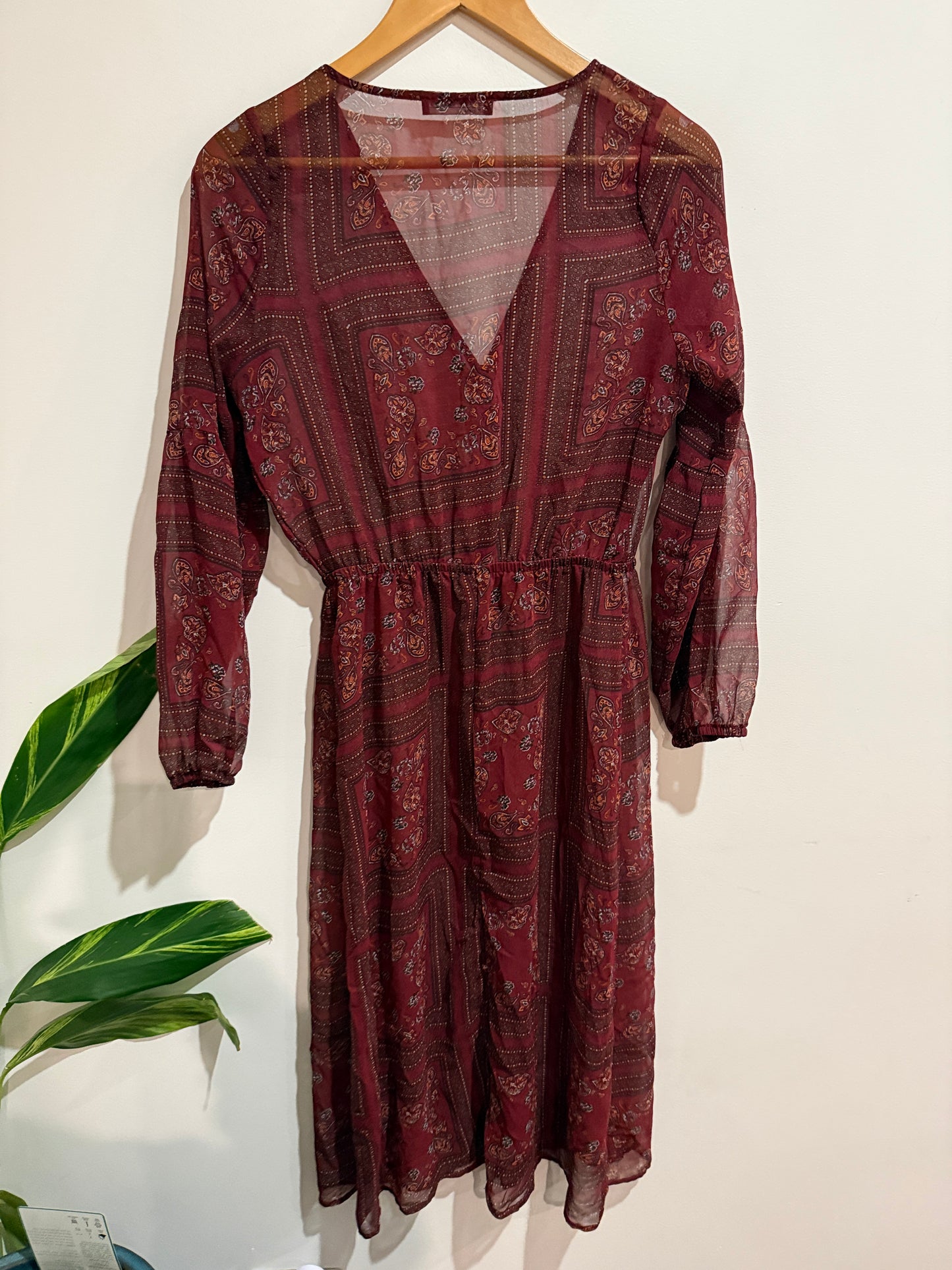 Cotton On Paisley Print Sheer Maxi Shirt Dress | Size S