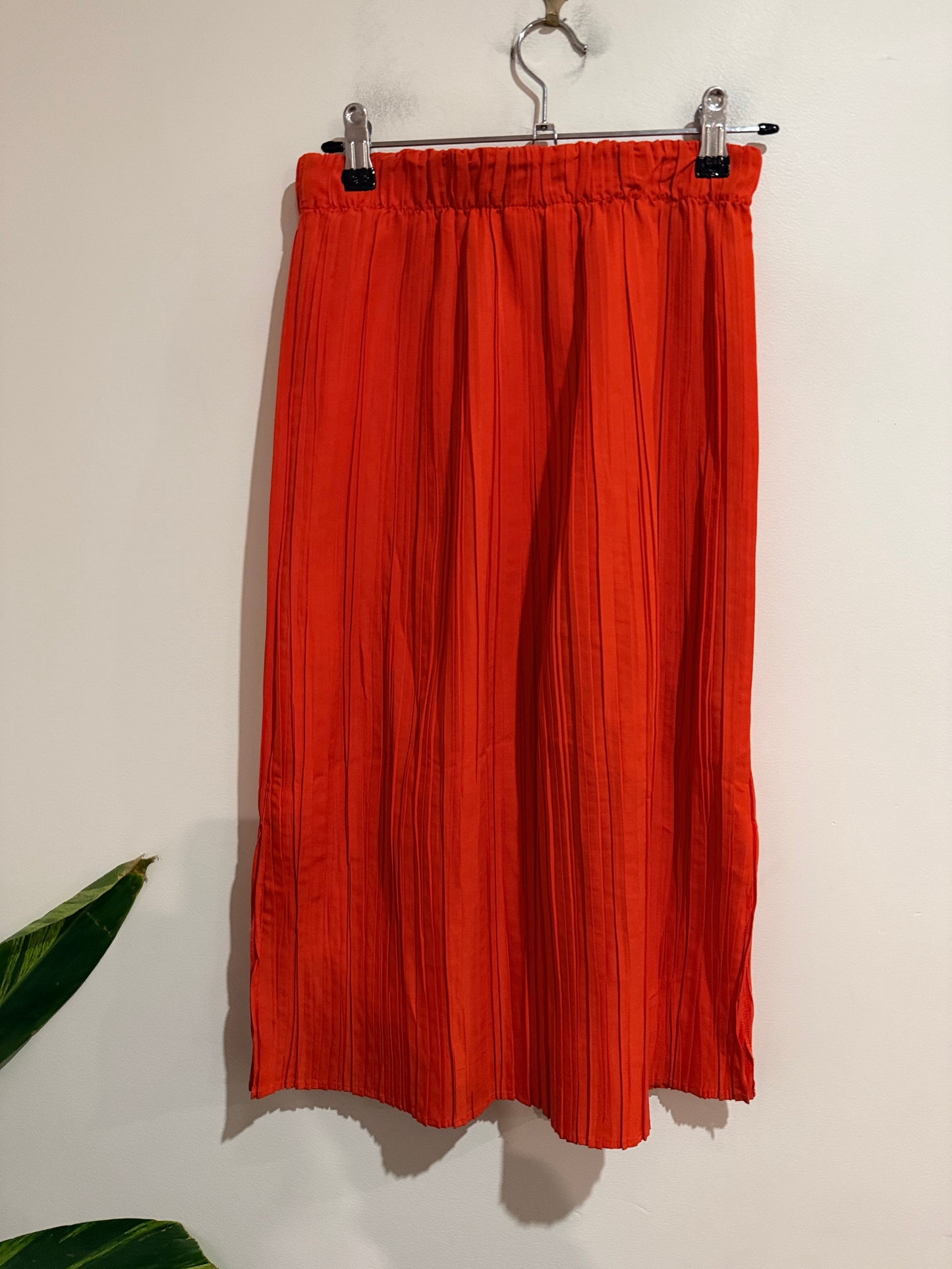 Gorman Orange Pleated Midi Skirt | Size L