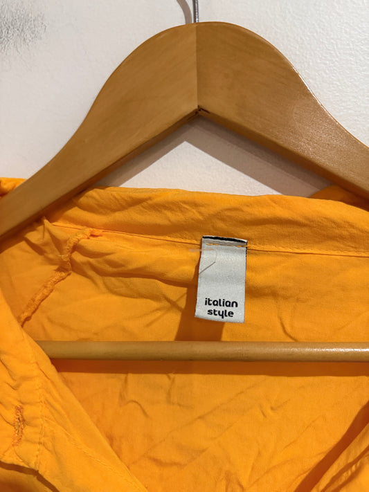 Italian Style Mustard Crinkle Button Front Shirt