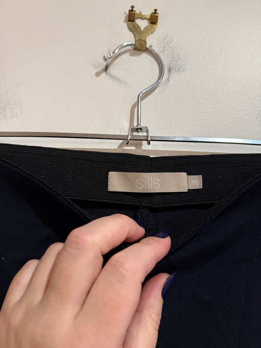 Sills Navy Straight Leg Trousers - Size 10
