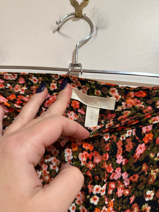 H&M Floral Print Wrap-Tie Maxi Skirt