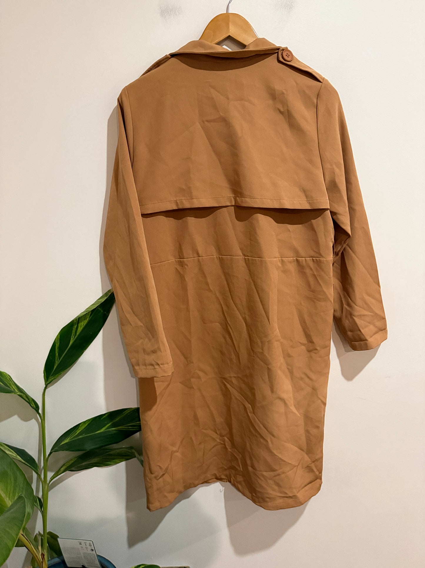 SHEIN Camel Longline Duster Coat - Size S