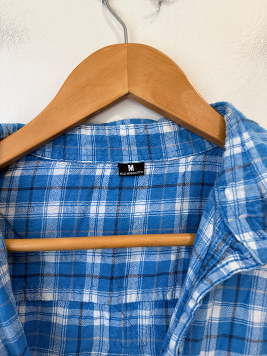 Unbranded Blue Plaid Button Shirt - Size M