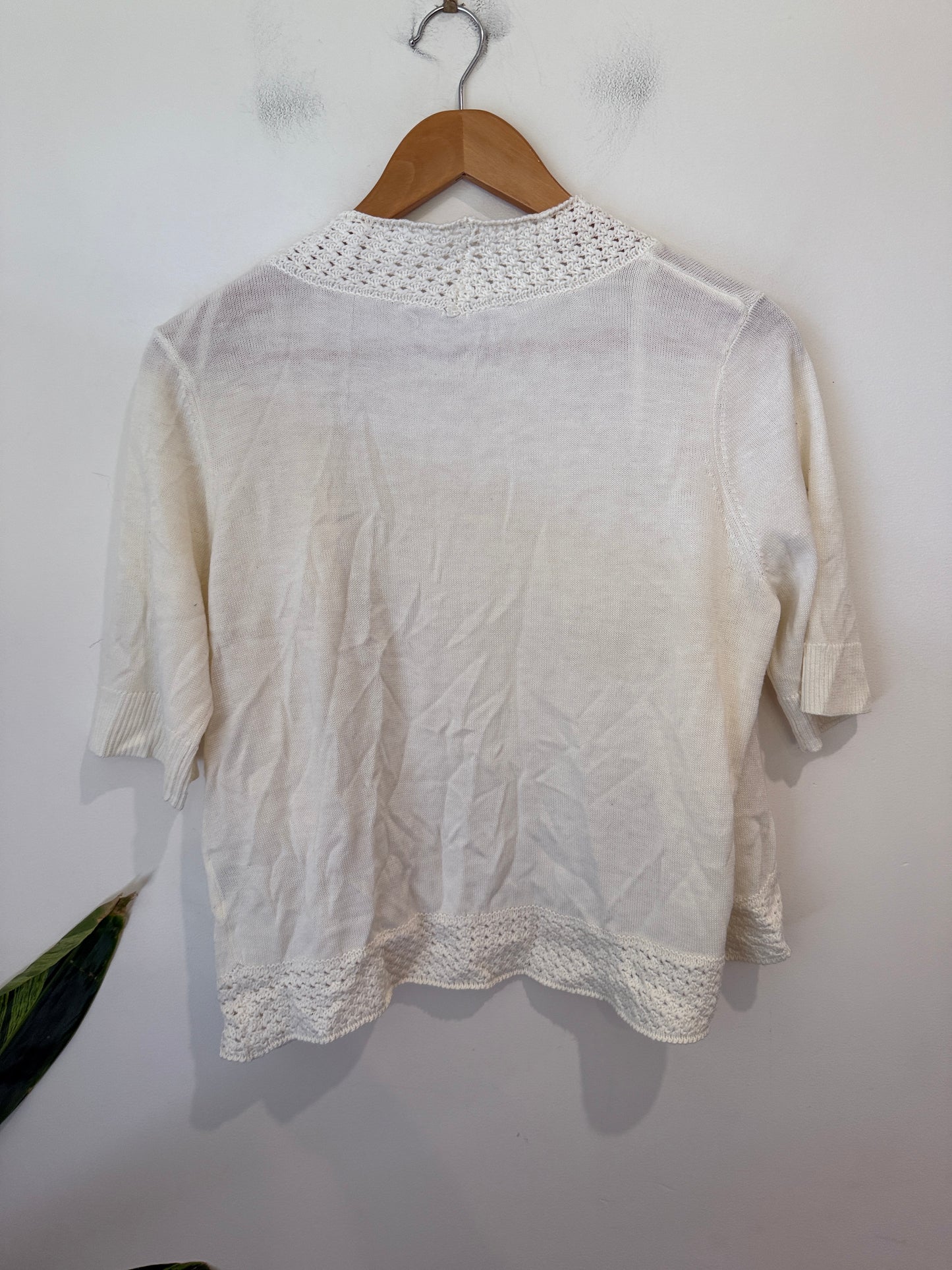 Pick n Berry Cream Crochet Trim Bolero Cardigan - Size M