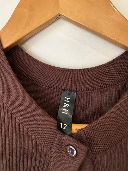 H & H Ribbed Knit Cardigan Size 12