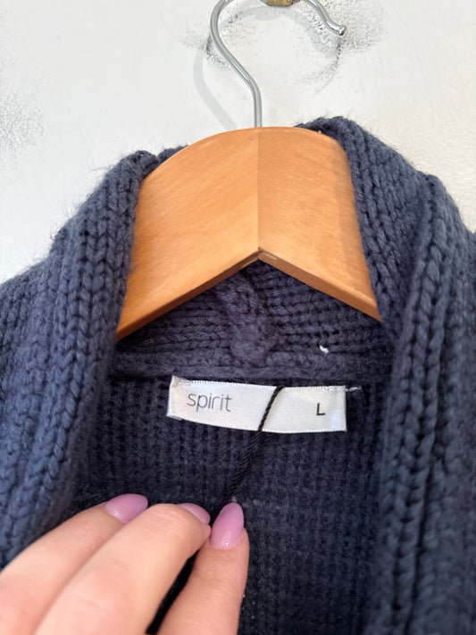 Spirit Waffle-knit Open-front Cardigan Size L