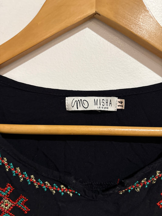 Misha Leisure Size 14 Embroidered Tunic Dress
