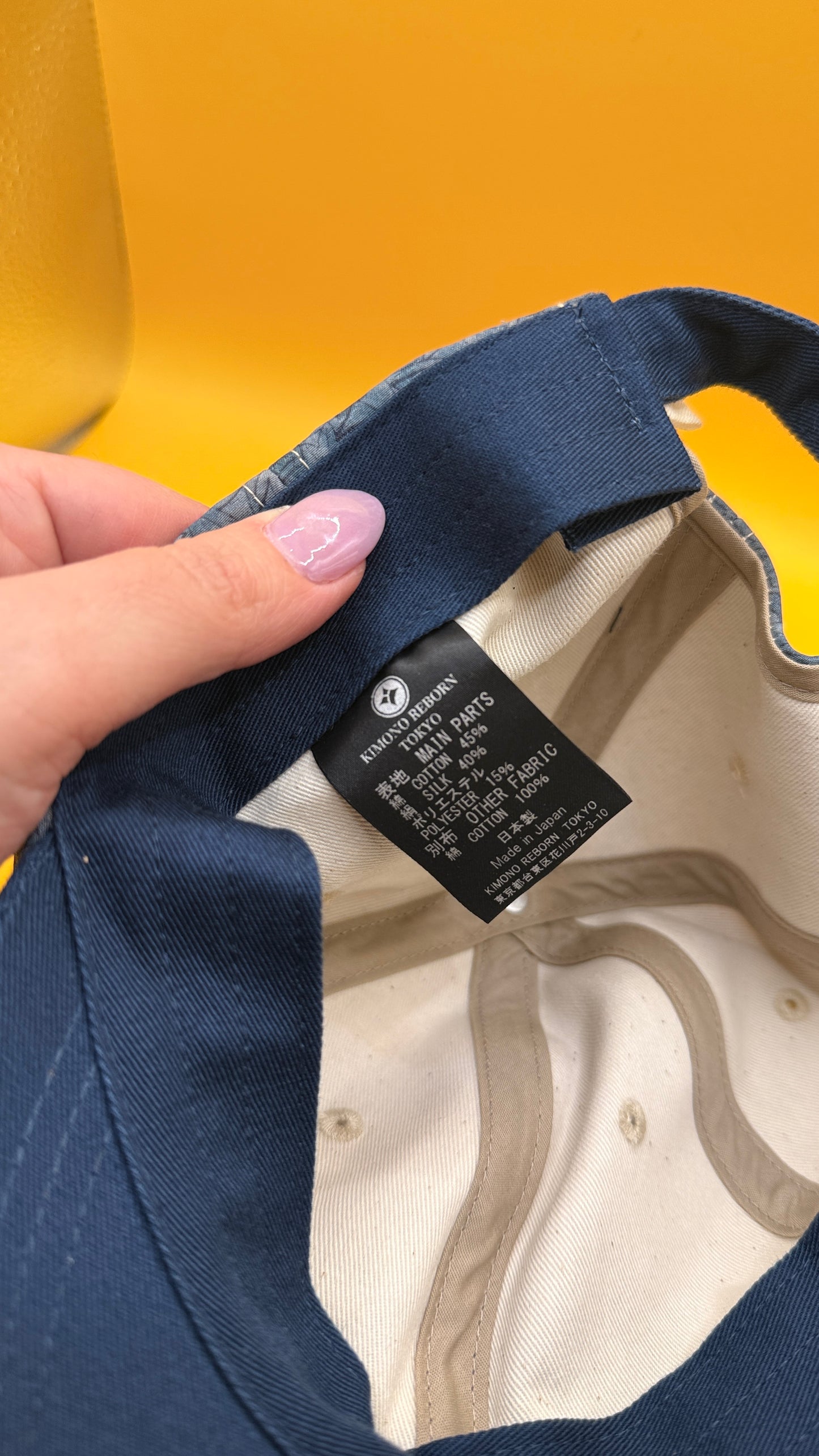 Kimono Reborn Tokyo Blue Silk-Blend Baseball Cap
