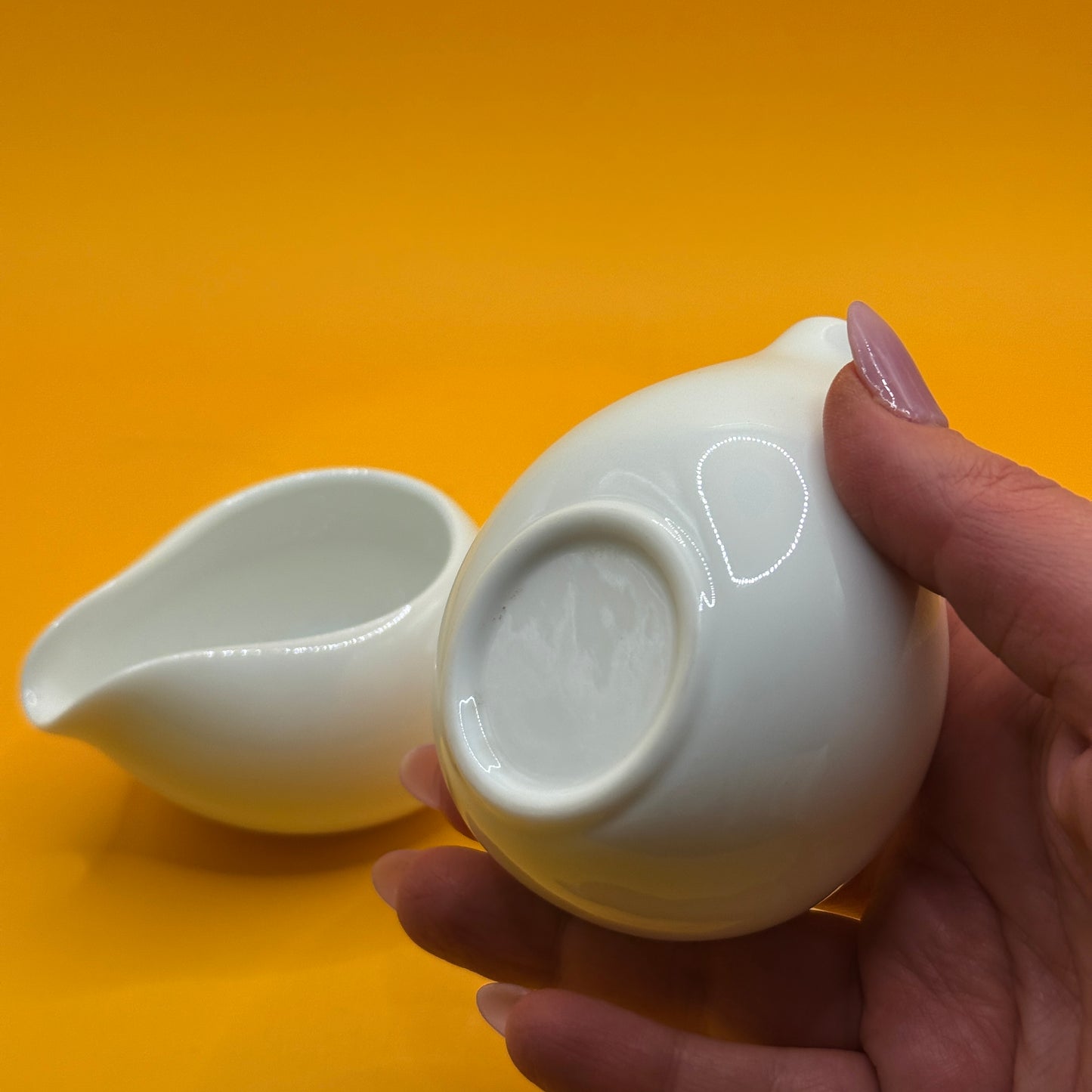 White Ceramic Pouring Bowls Set of 2