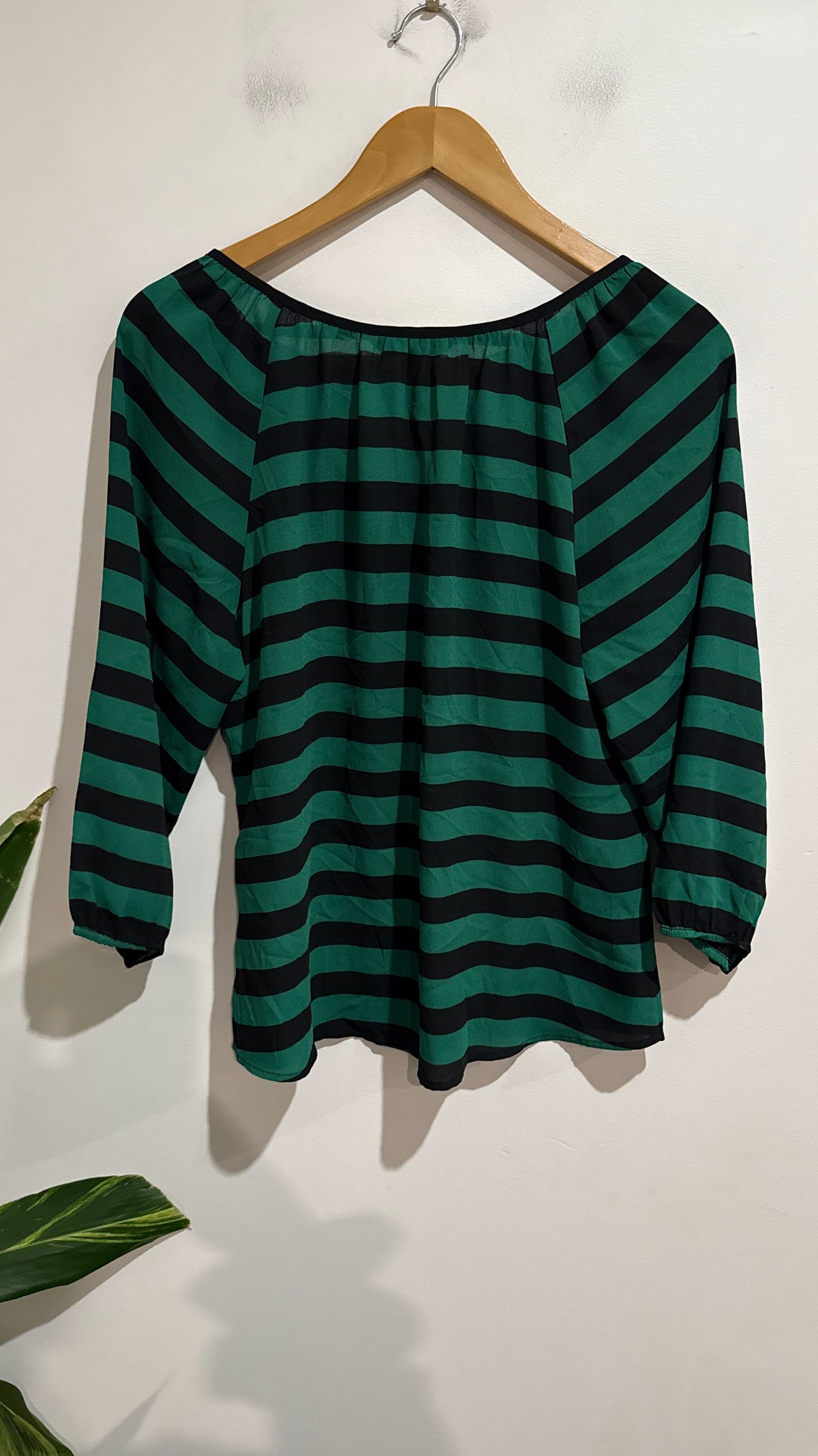 Oliver Black Size 12 Striped Tie Front Top