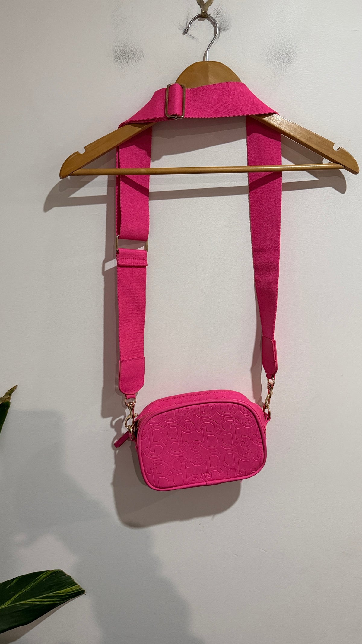 Hot Pink Embossed Crossbody Bag