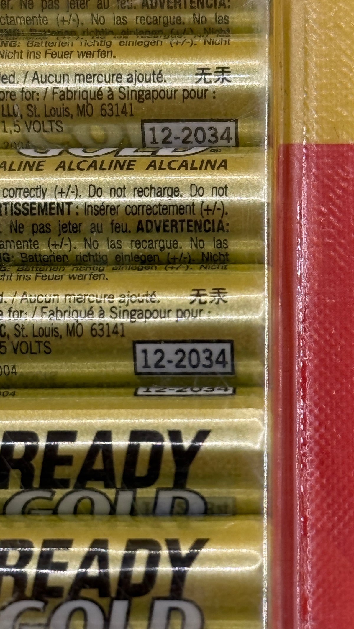 Eveready Gold AAA Alkaline Batteries 4 Pack