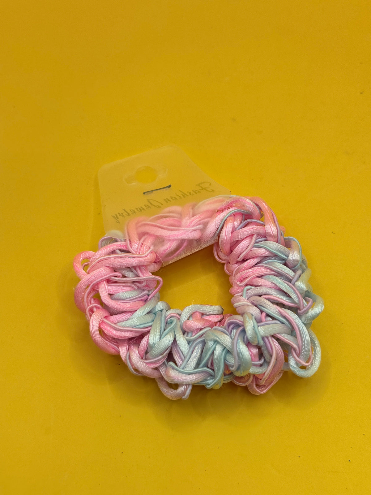 Beaded Hair Scrunchie - Pink, Aqua & White