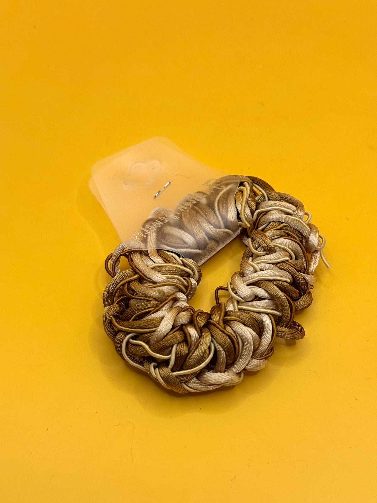 Beaded Hair Scrunchie - Tan, Cream & Brown