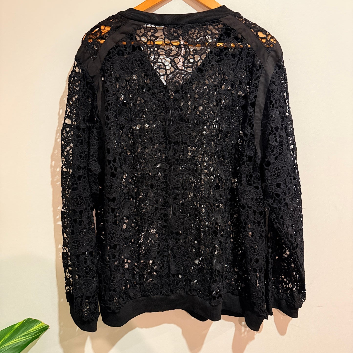 Coco & Belle Black Lace Bomber Jacket Size 2XL
