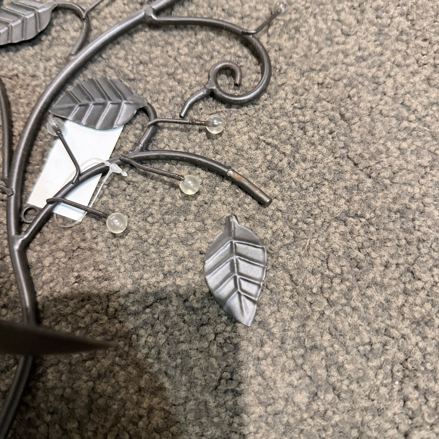 Pair of Black Metal Vine Wall Candle Sconces with Bead Accents
