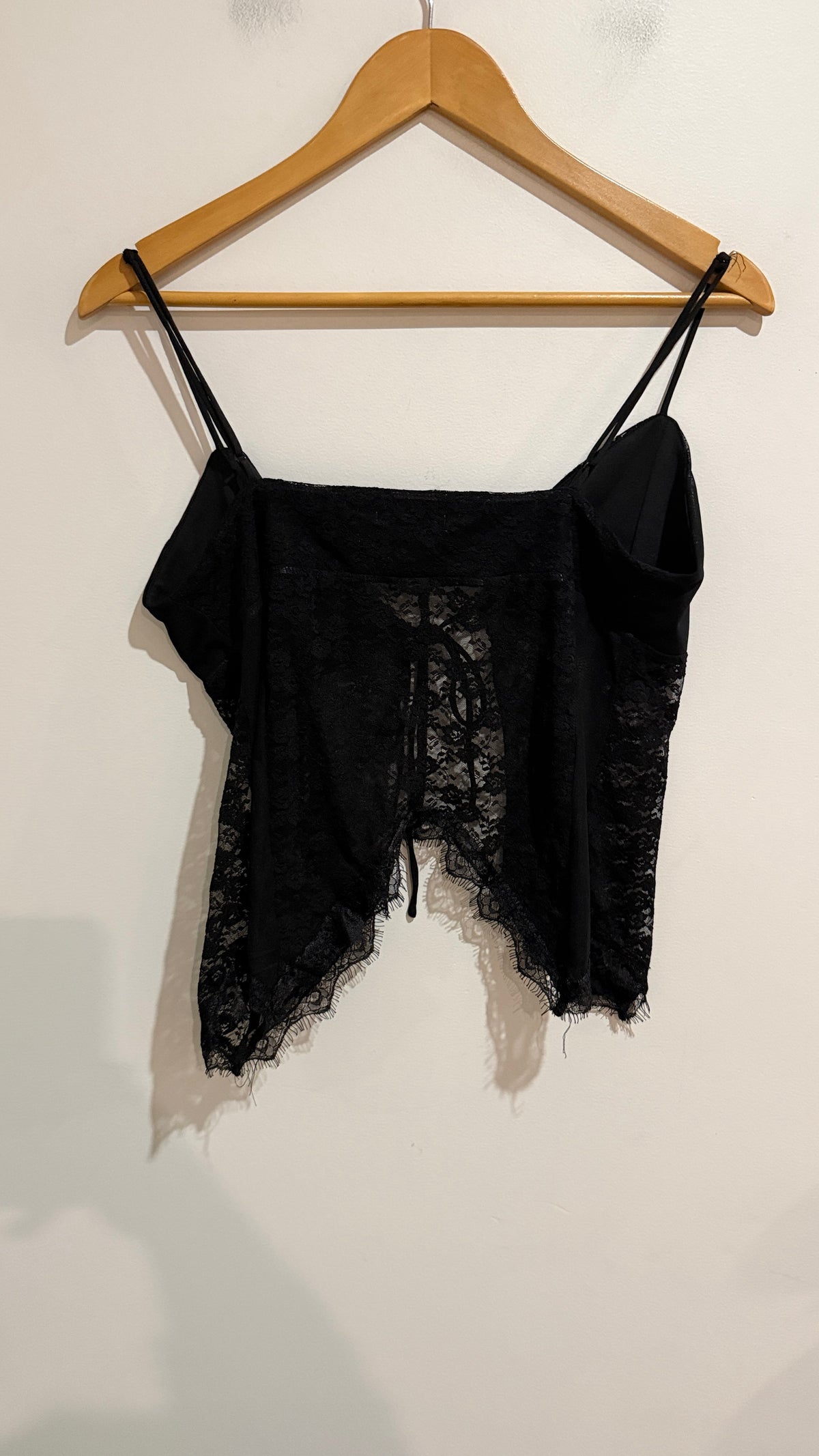 Glassons Black Lace Trim Tie Front Cami Size L