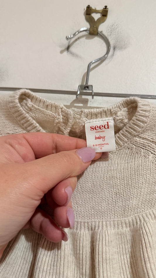Seed Heritage Baby Oatmeal Ruffle Knit Dress Size 6-12 Months