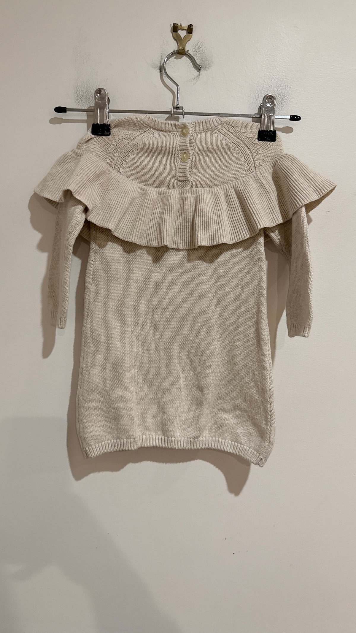 Seed Heritage Baby Oatmeal Ruffle Knit Dress Size 6-12 Months