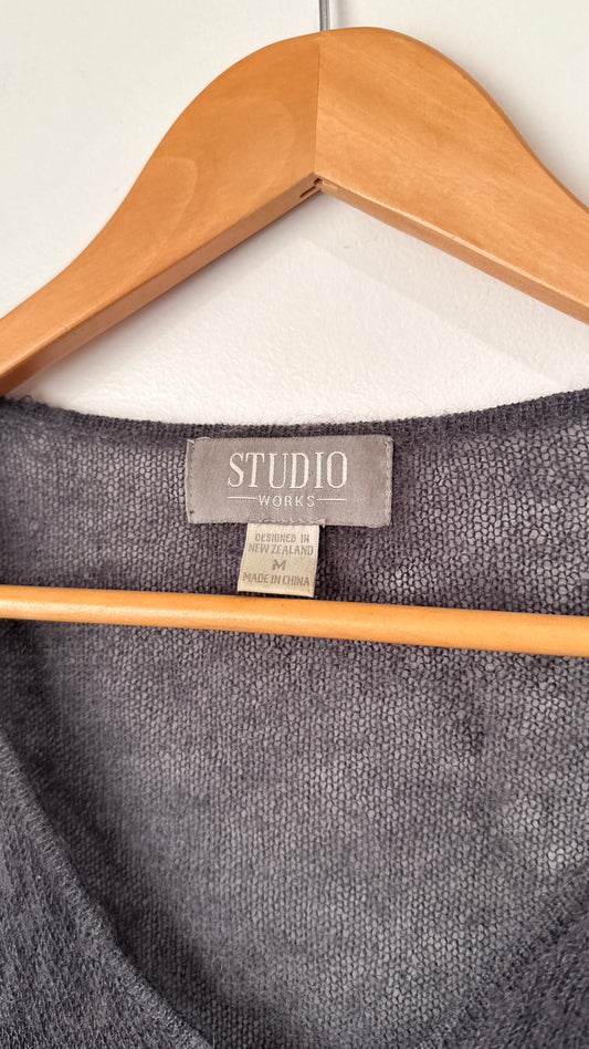 Studio Works Size M Sheer Knit V Neck Top
