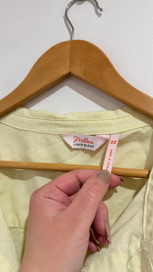 Millers Size 22 Linen Blend Button Front Shirt