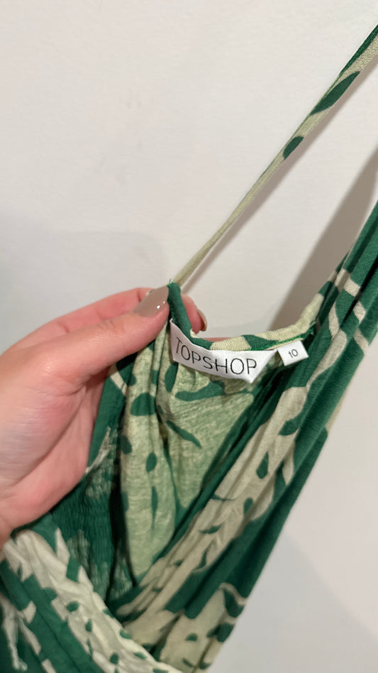 Topshop Size 10 Leaf Print Wrap Dress
