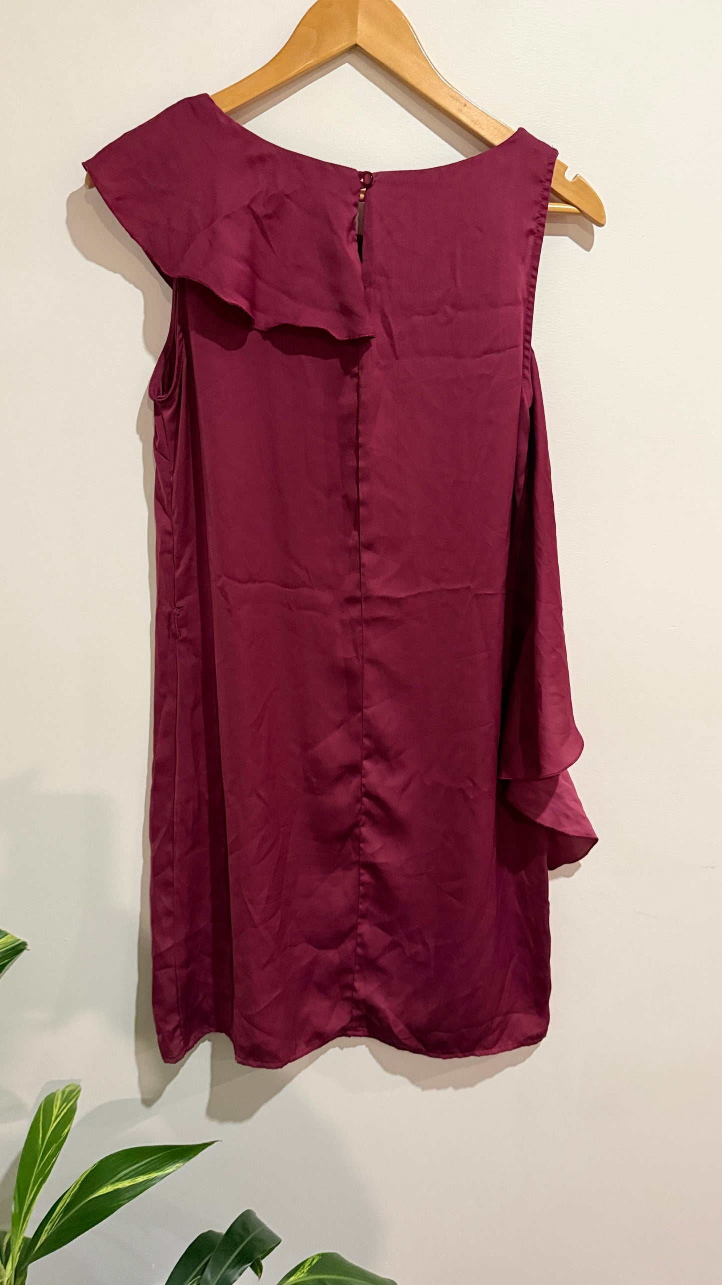 RIU Size 40 Burgundy Ruffle Detail Dress