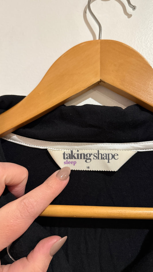 Taking Shape Sleep Black Piped Pyjama Top - Size 18
