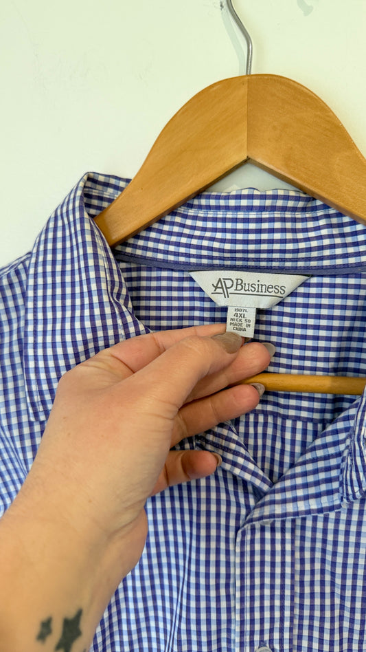 AP Business Blue Gingham Shirt - Size 4XL