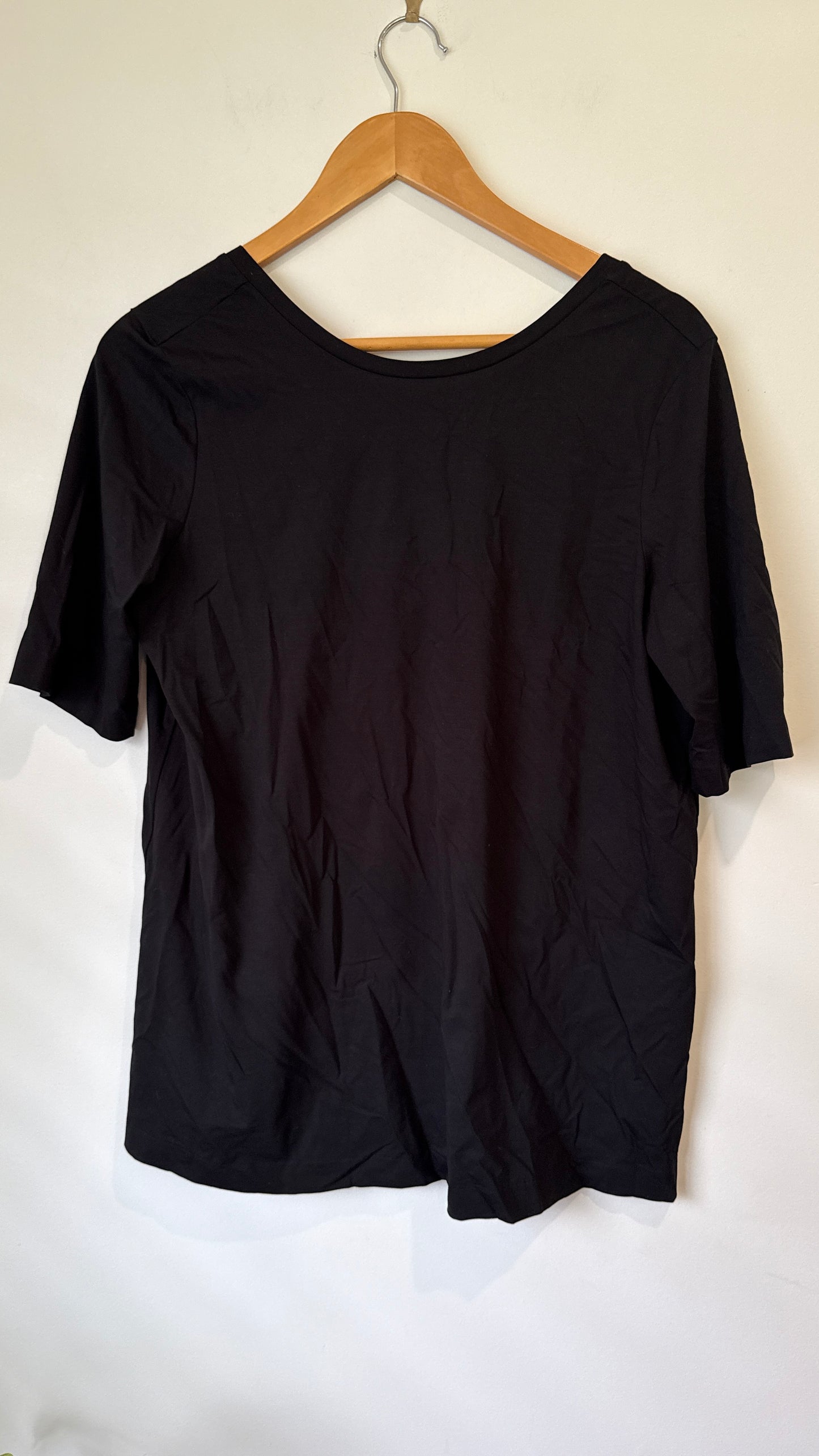 COS Black Scoop Neck Short Sleeve Top - Size M