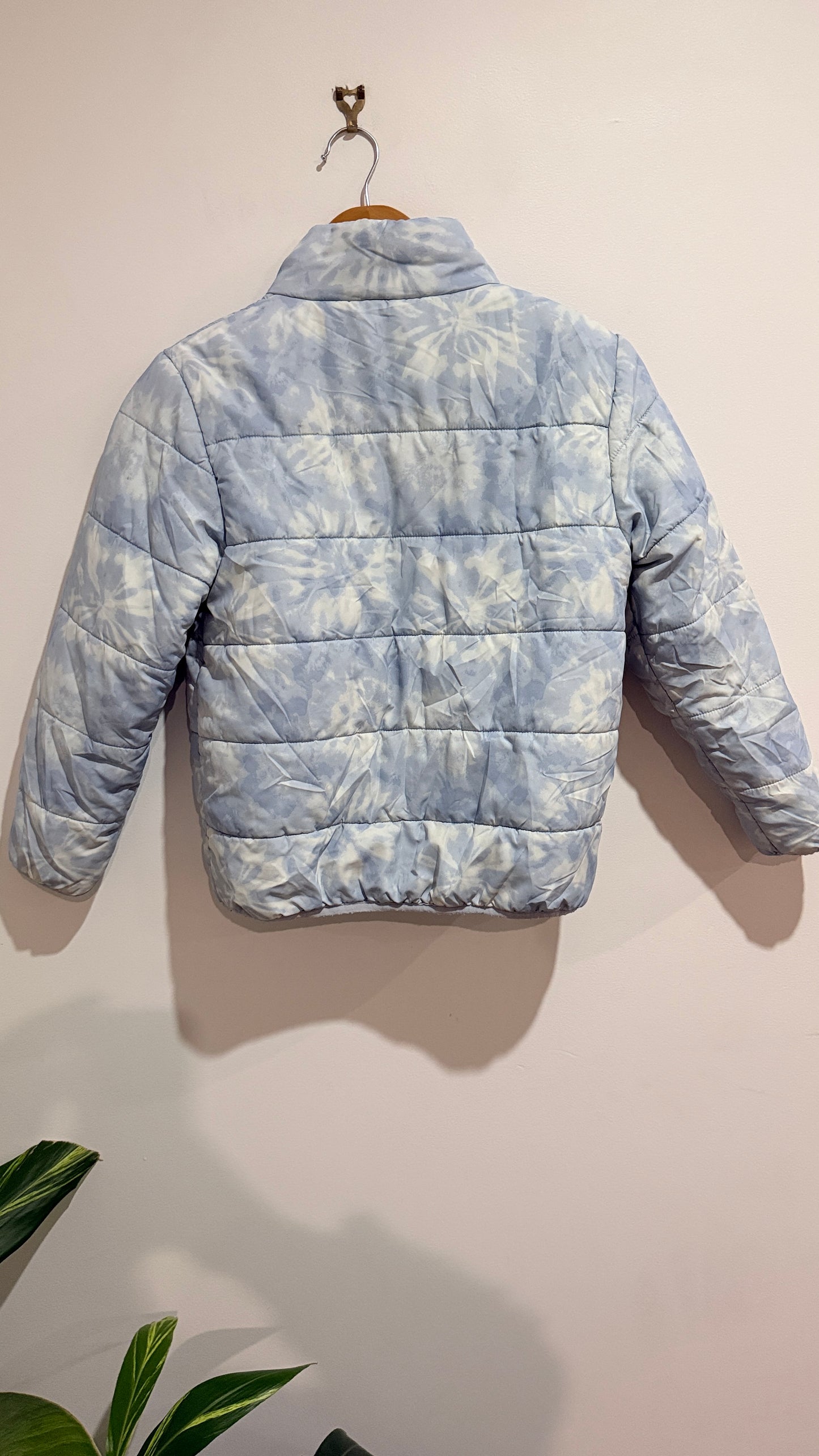 Young Original Blue Tie Dye Puffer Jacket - Size 12